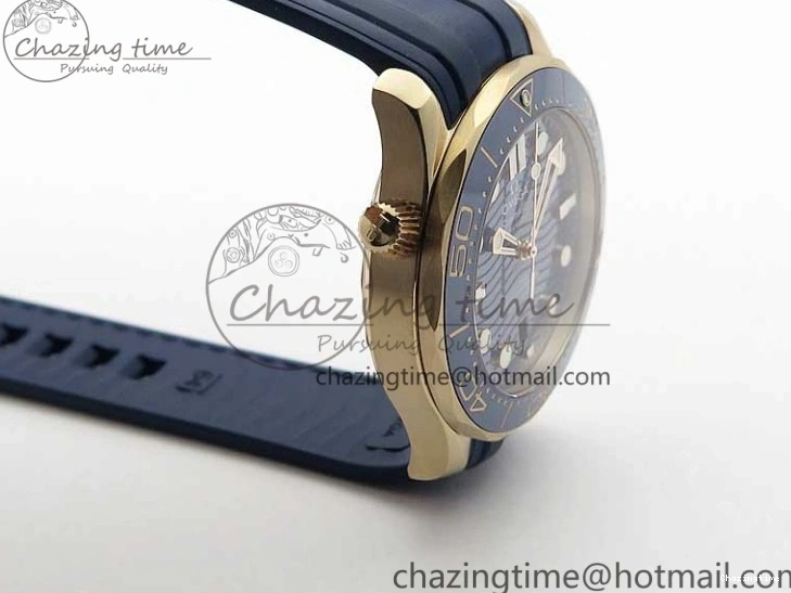 0411 2018 Seamaster Diver 300M RG Blue Ceramic VSF 1:1 Best Edition Blue Dial on Blue Rubber Strap A WeatherProof 7914